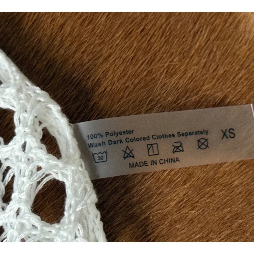 White Crochet Fishnet Swim Cover Up Skirt XS Bikini Cover Beach Pool‎ Resort